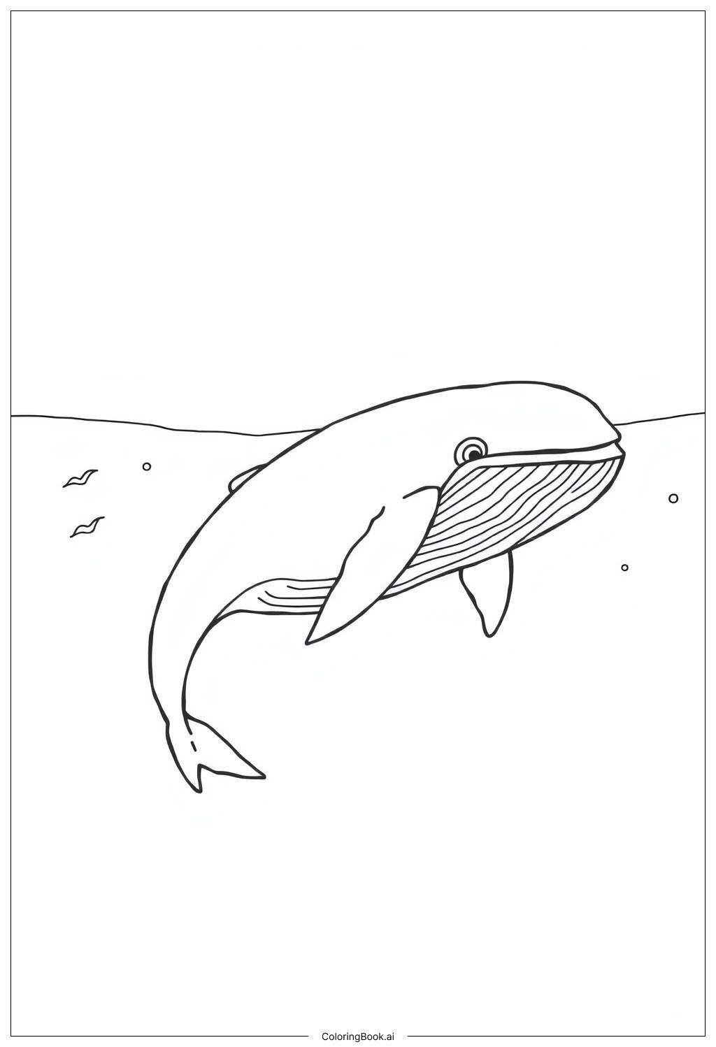  海の中で歌うクジラの塗り絵ページ 