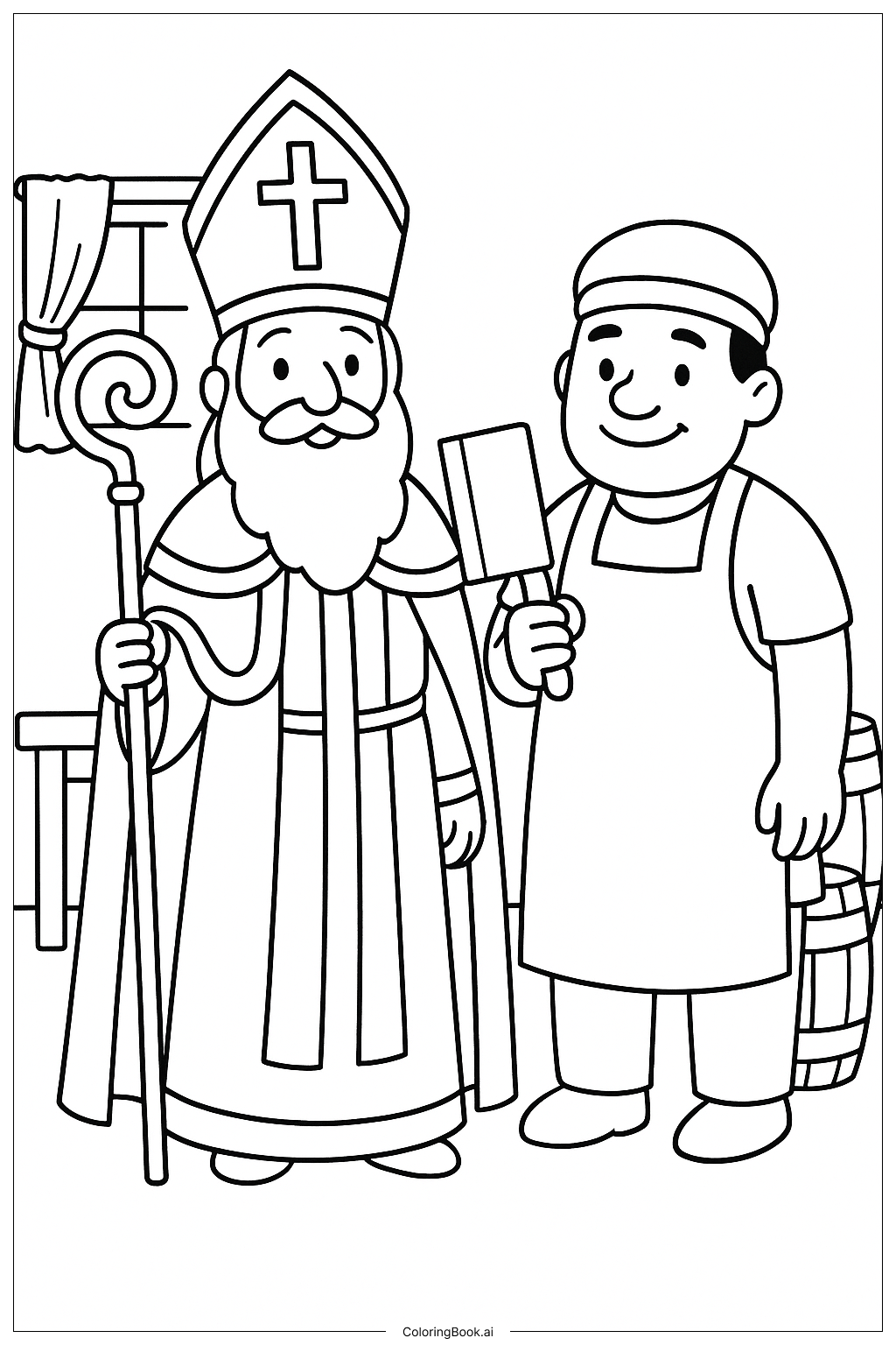 성 니콜라스와 정육점 주인 색칠공부 페이지