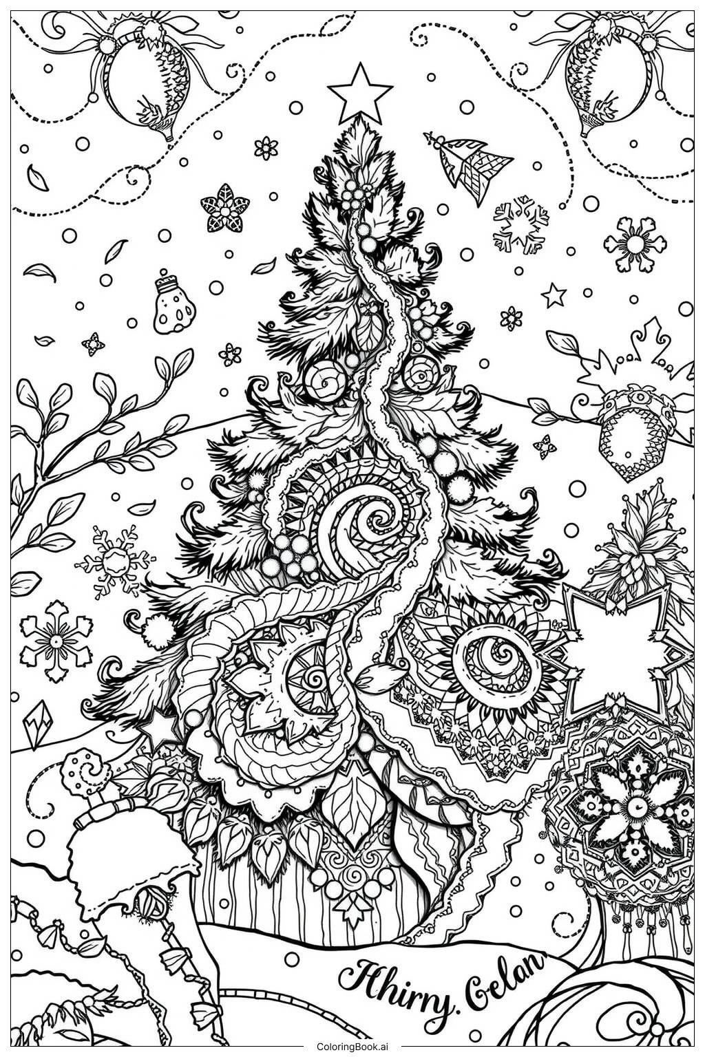  Christmas Tree Wonderland Coloring Page 