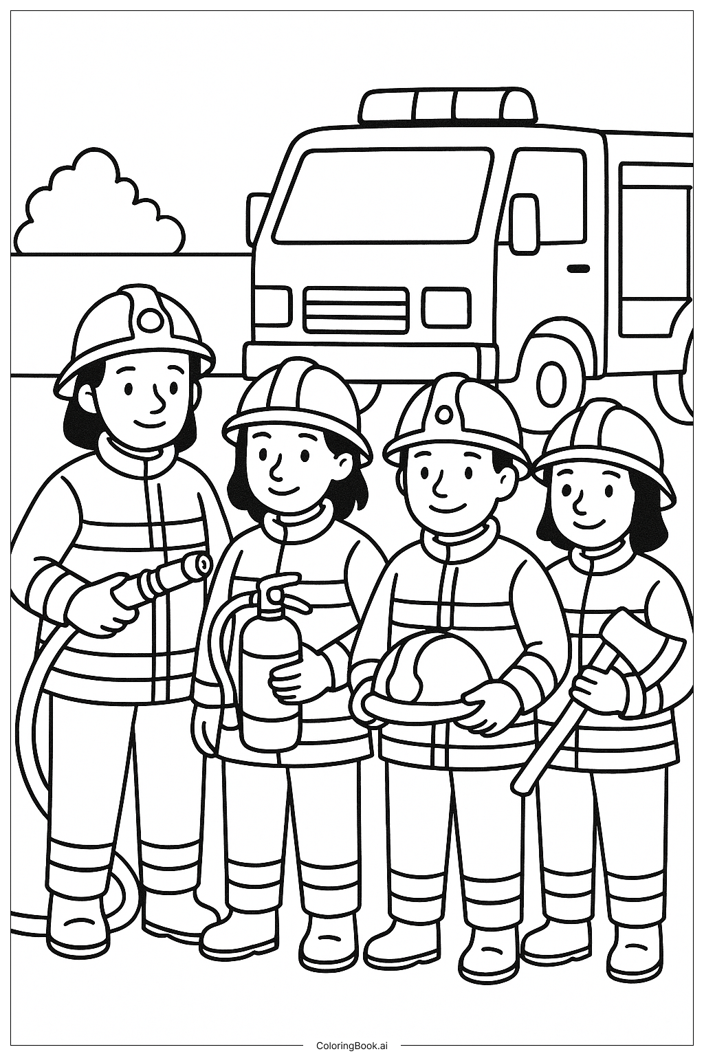 消防安全消防队填色页