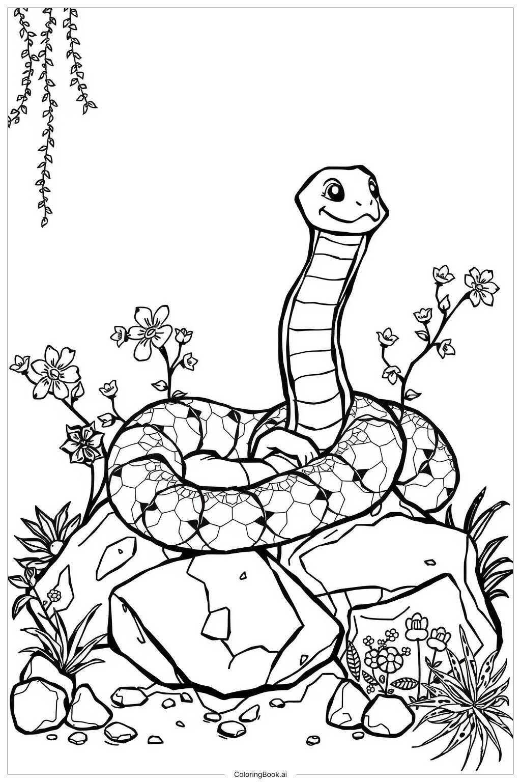  Page de coloriage Jardin de Serpents Pierre-2 