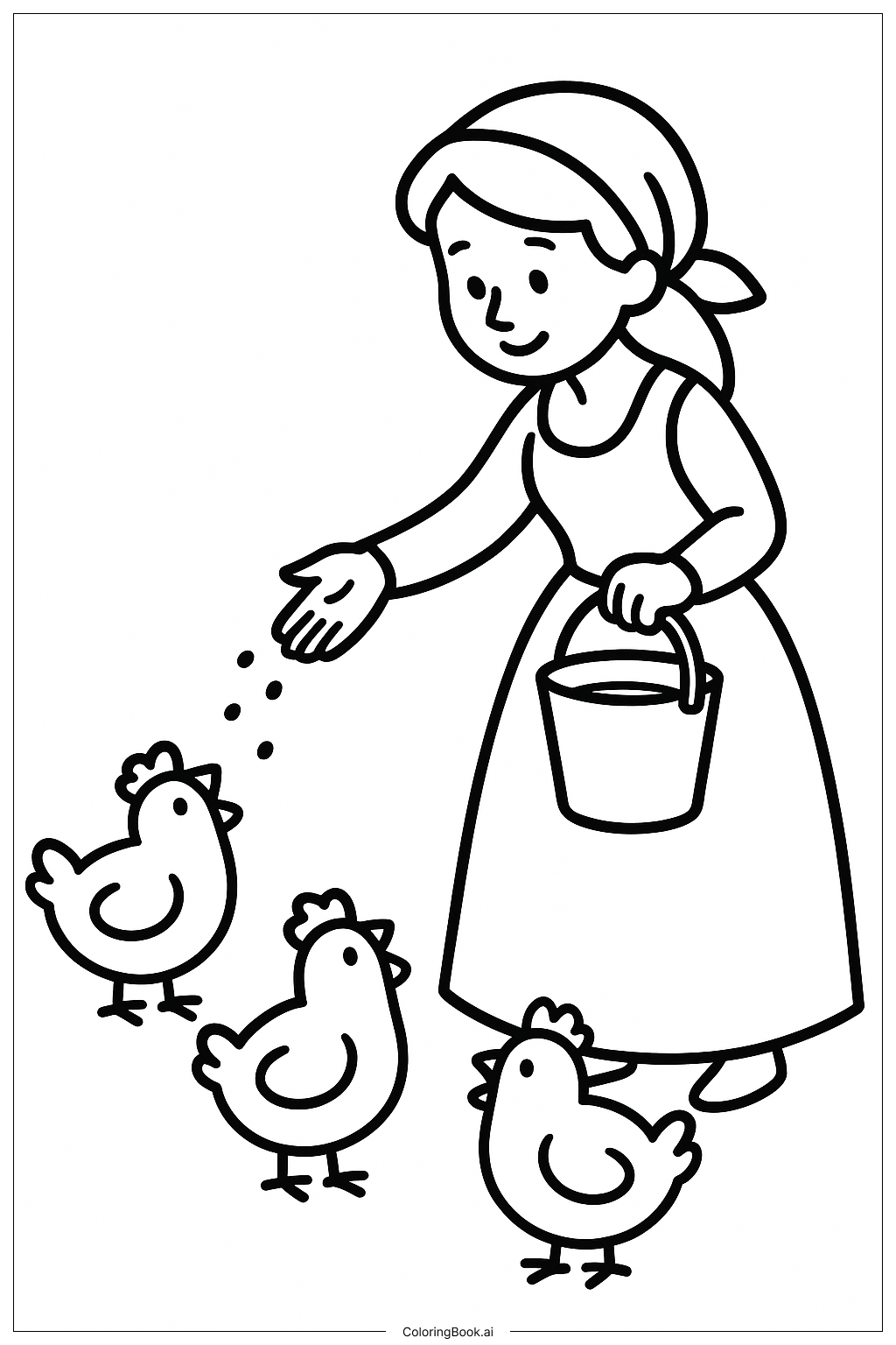  Página para colorear de Cenicienta Alimentando a los Pollos 