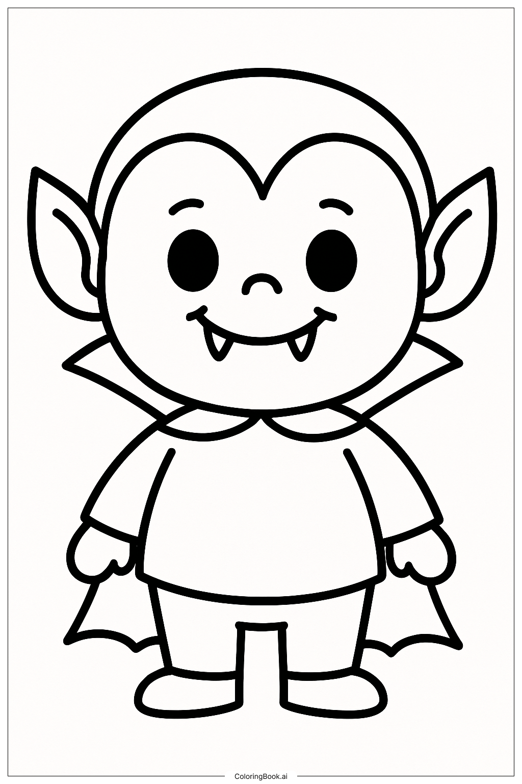 Página para colorir de Vampiro Amigável Sorrindo