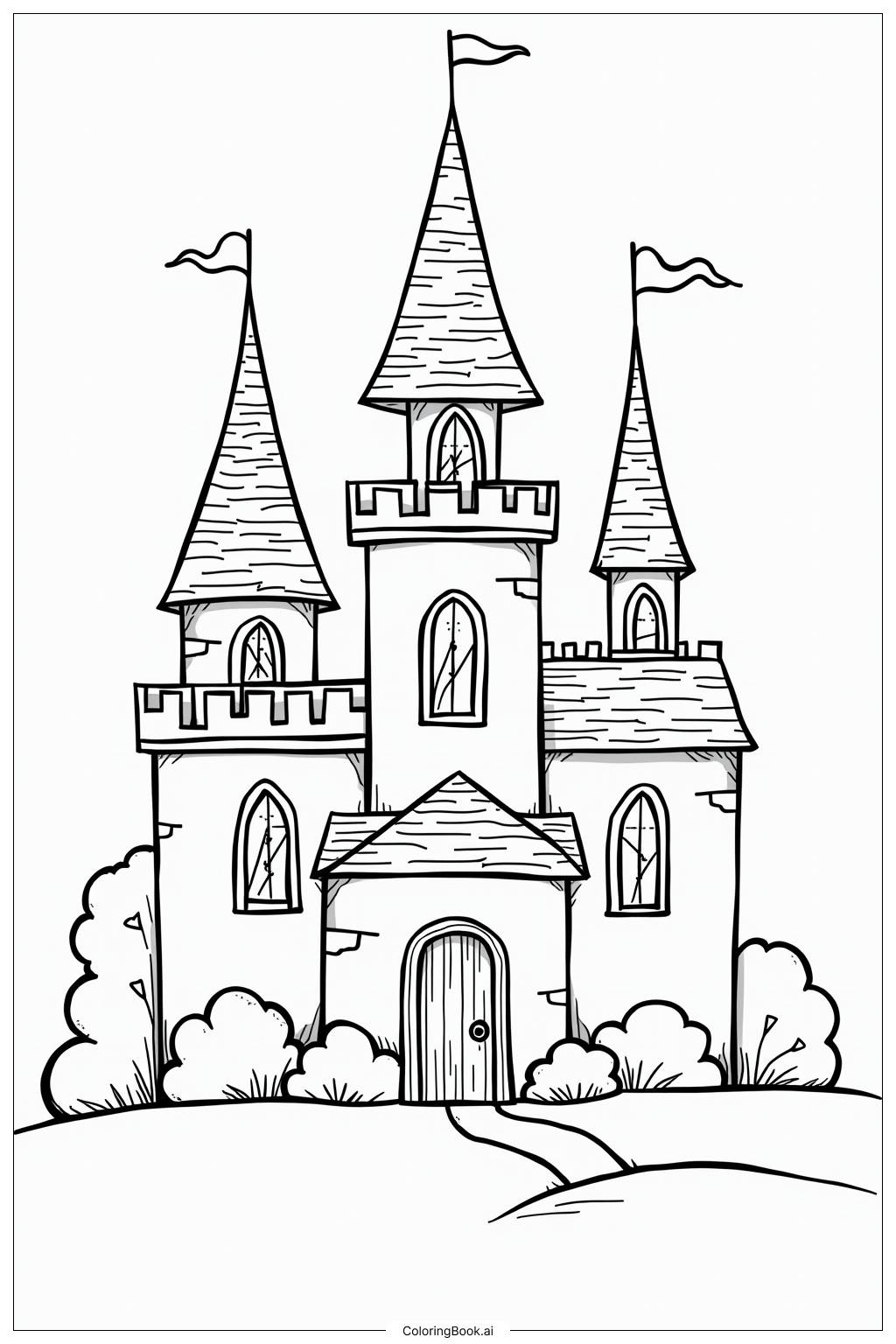  Page de coloriage Château Détailé Pour Adultes vitrail 