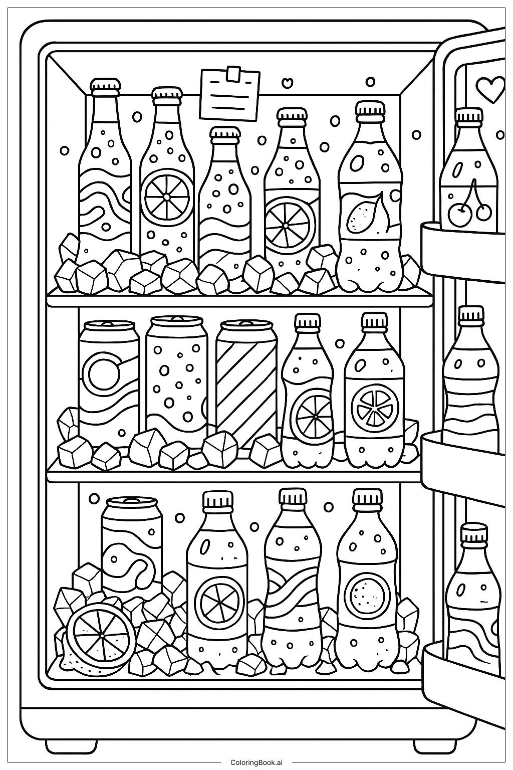  A Fridge Full Of Colorful Soda Pop Coloring Page 