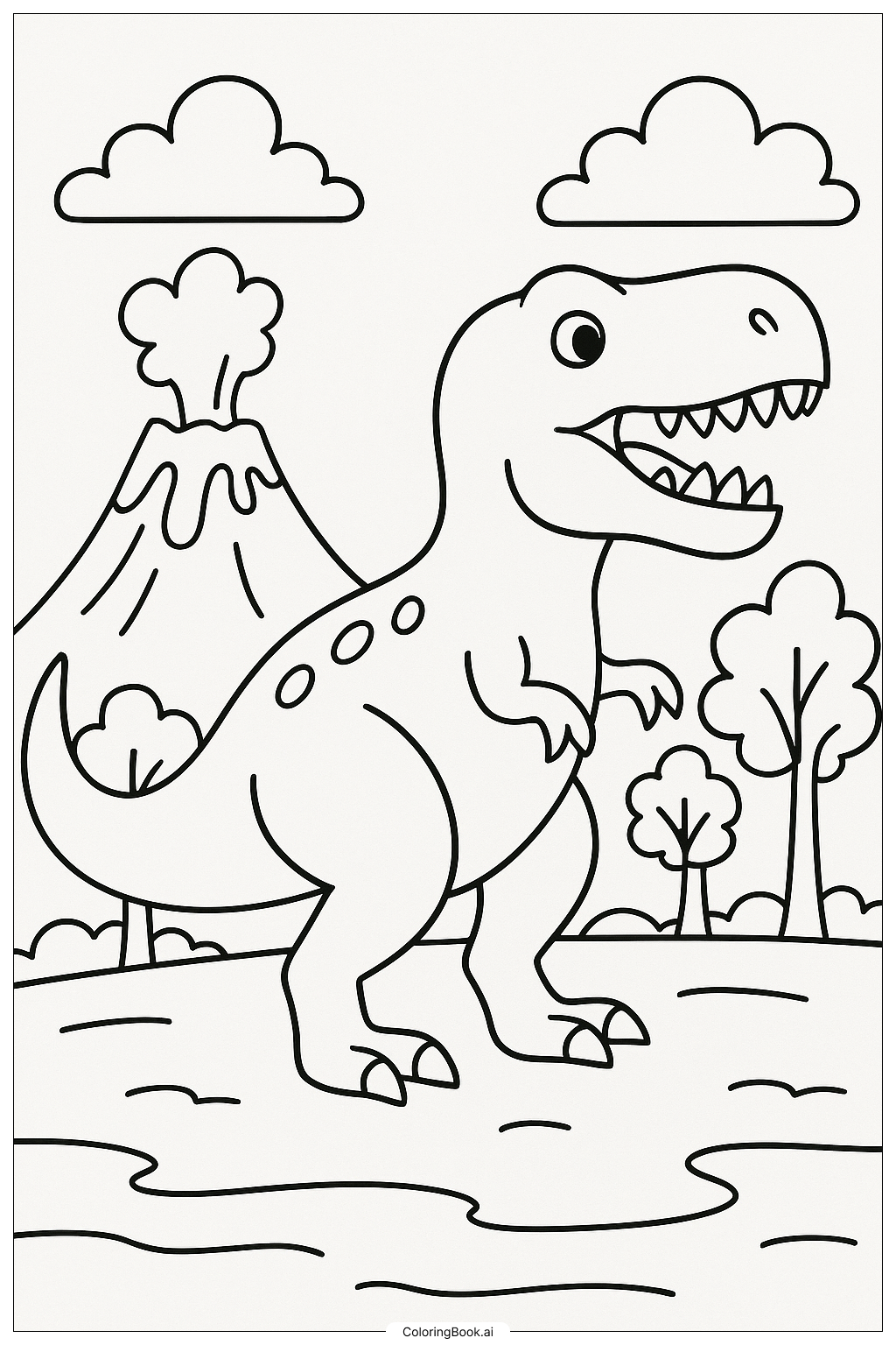  Página para colorir de Jurassic Park T-Rex 