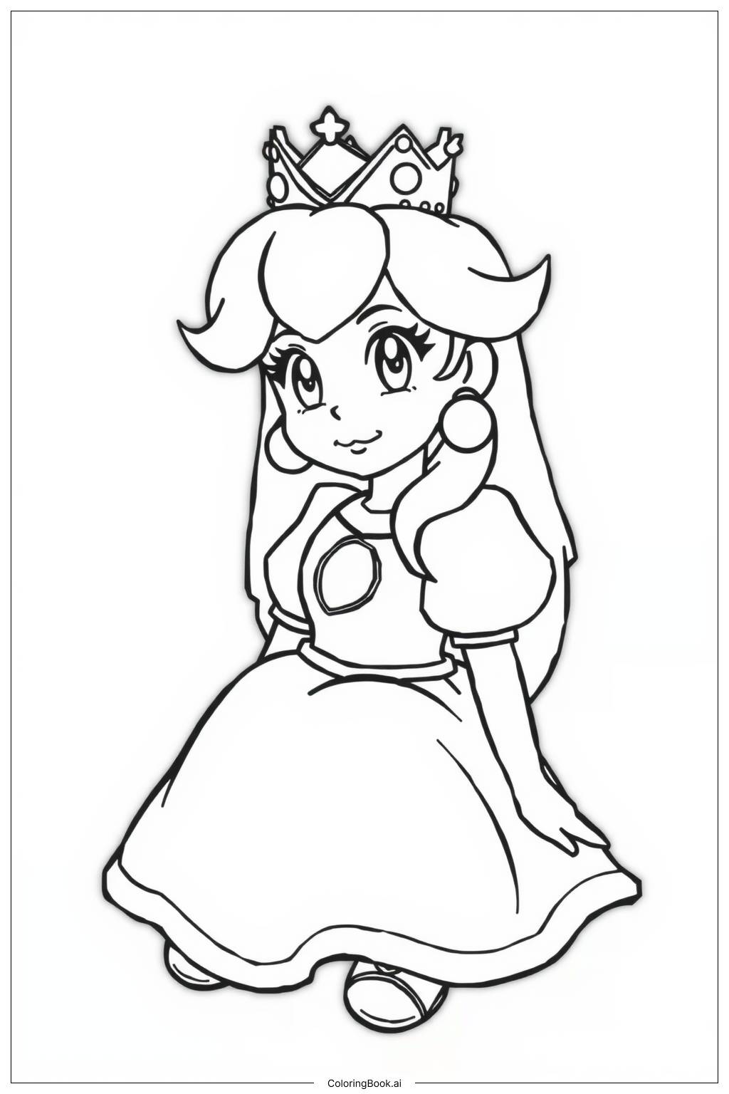  Prinzessin Peach in entspannter Pose Ausmalseite 