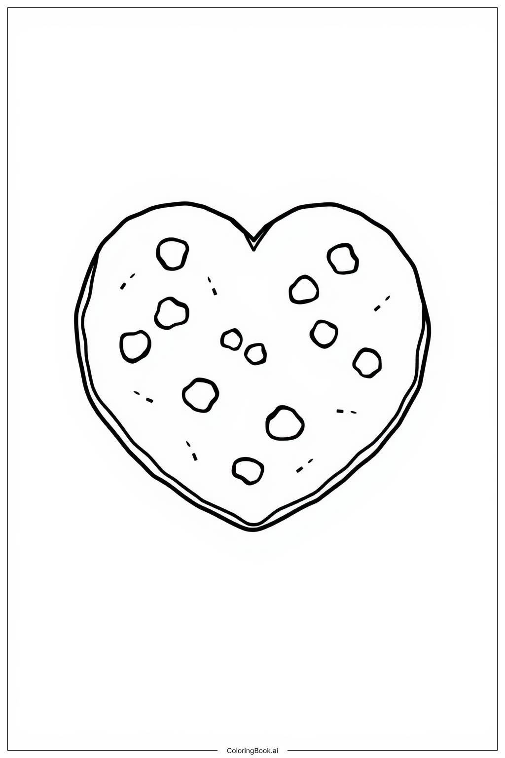  Página para colorear de Galleta en forma de corazón 