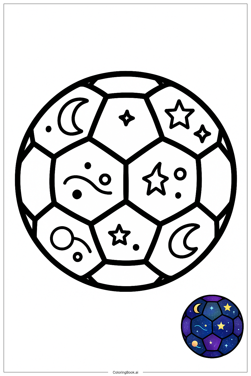  Page de coloriage Ballon de football avec design galactique 