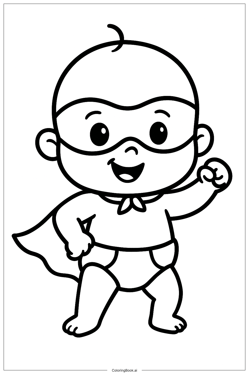 Baby-Superheld mit Windel und Umhang Ausmalseite