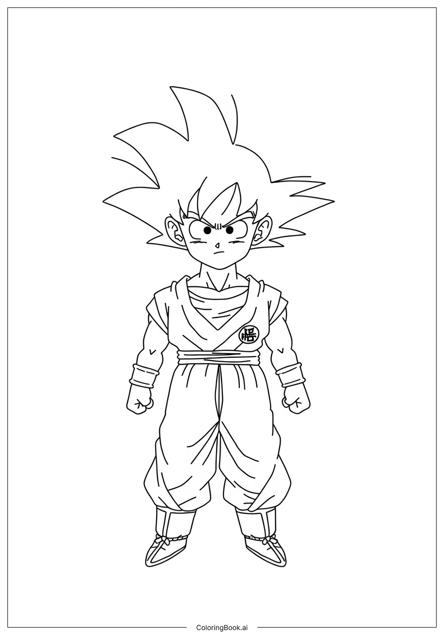  Goku Stehend mit Kraftaura Ausmalseite 