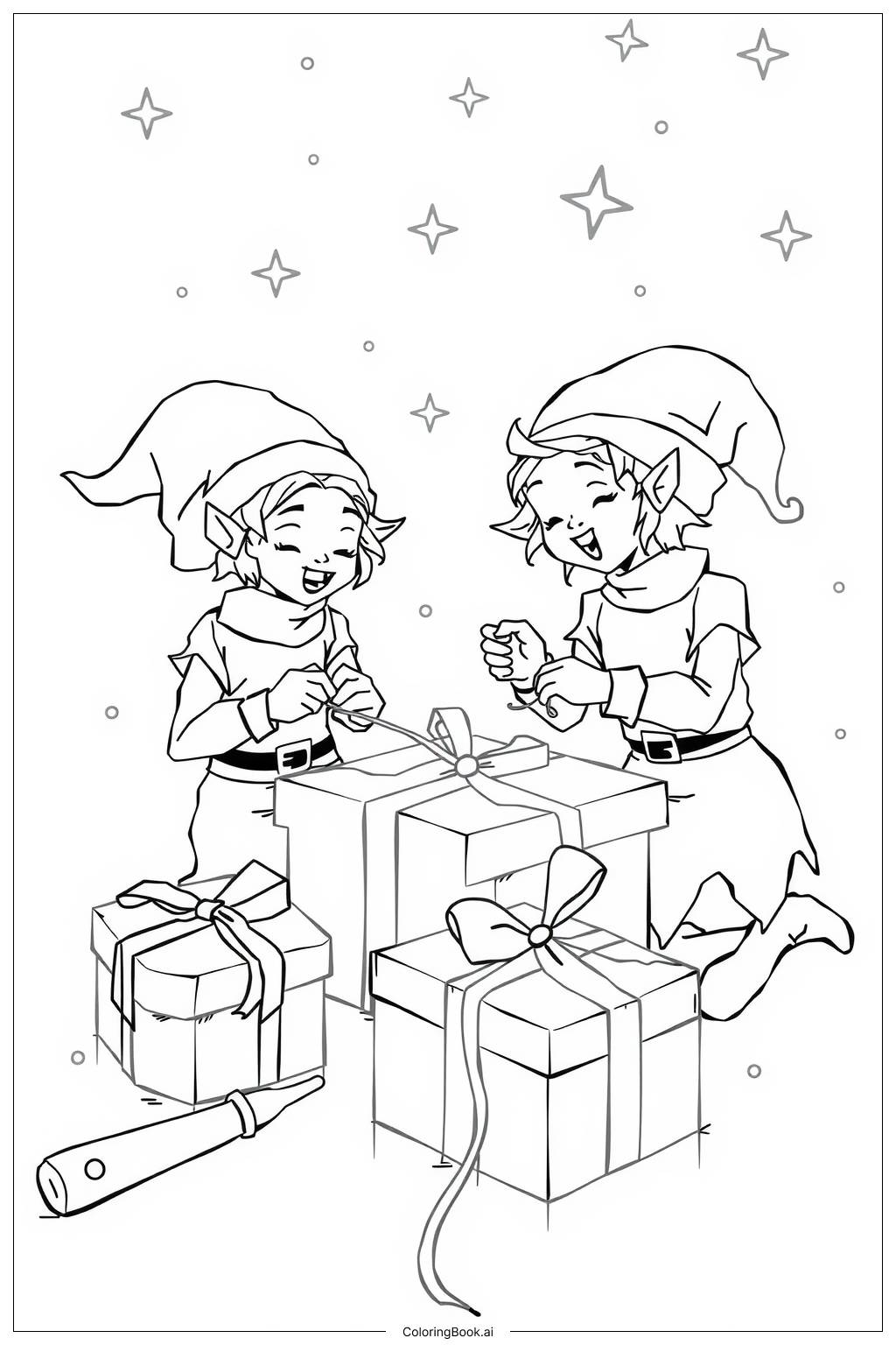  Page de coloriage les aides du père Noël 