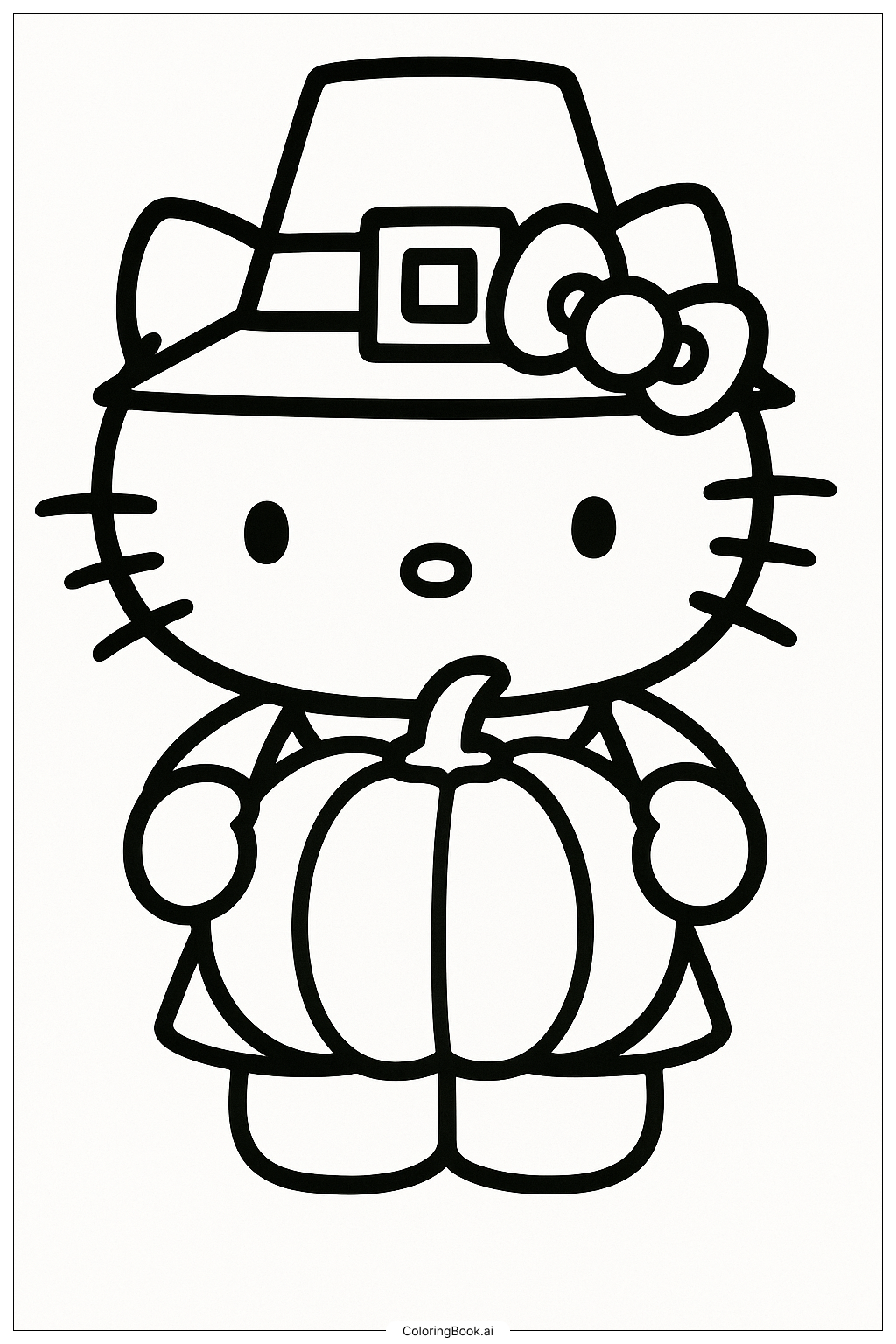  Niedliches Hello Kitty Thanksgiving Lächeln Ausmalseite 