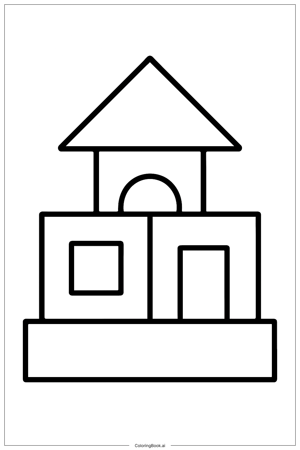 A Toy Block House Coloring Page
