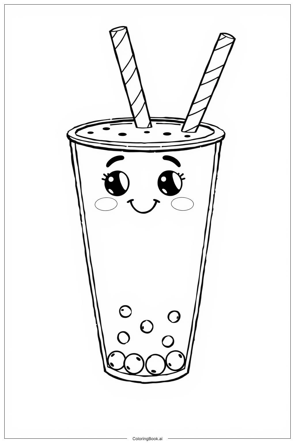  Boba Tea Spaß Ausmalseite 