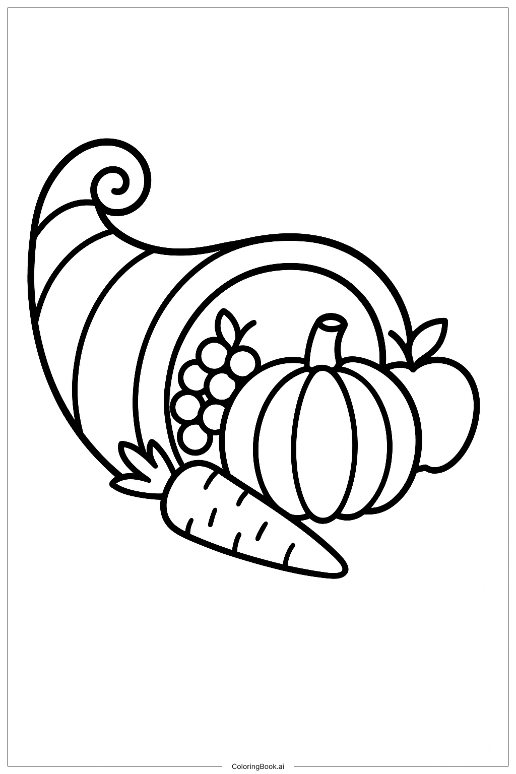  Página para colorear de Cuerno de la abundancia de Acción de Gracias simple 