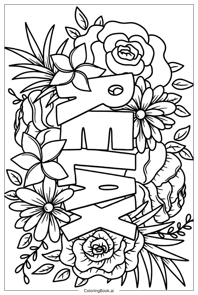  Página para colorear de Inspiracional Relajarse Entre Flores Y Hojas 