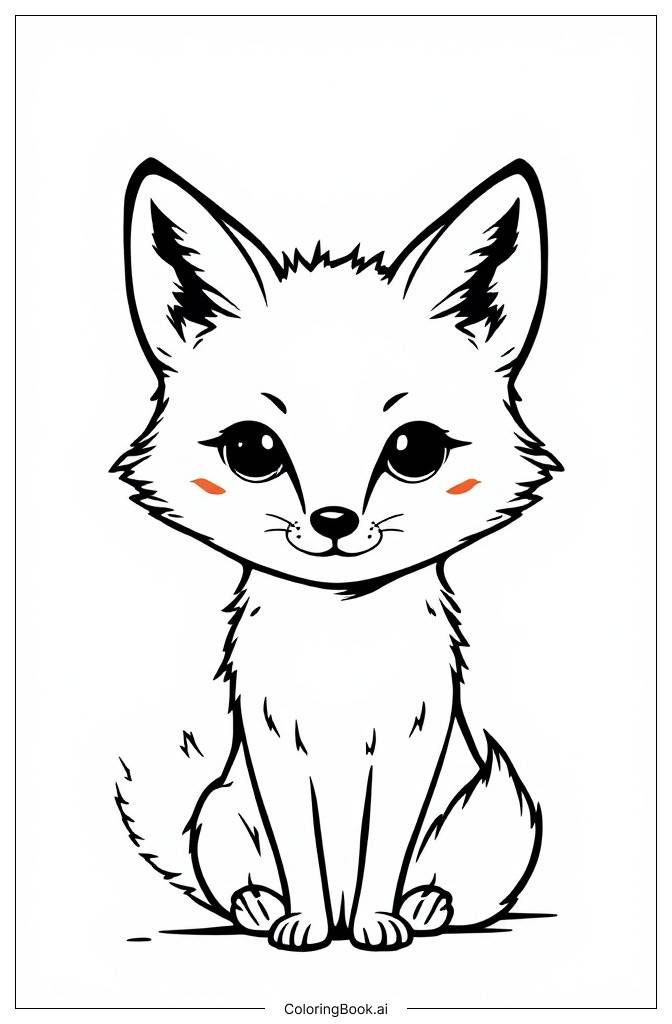  Page de coloriage Portrait de fille renard kawaii 