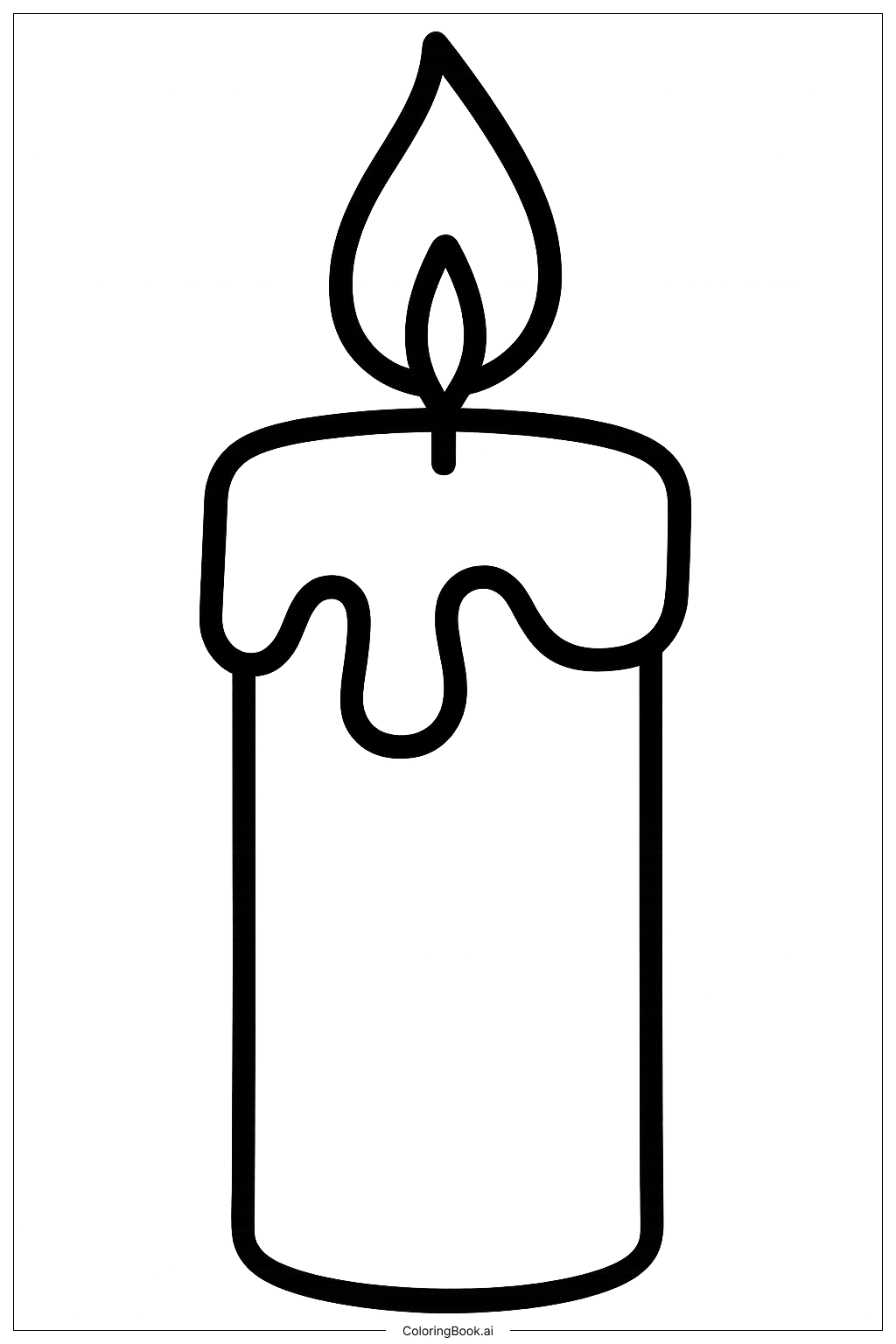  단일 강림절 양초 불꽃 색칠공부 페이지 