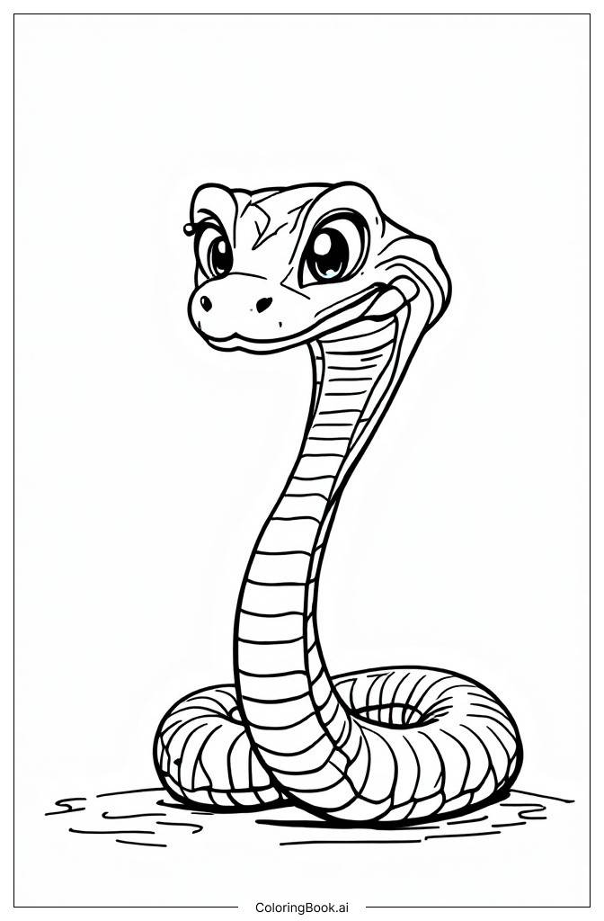  Página para colorir de Cobra de Desenho Animado Fofa 