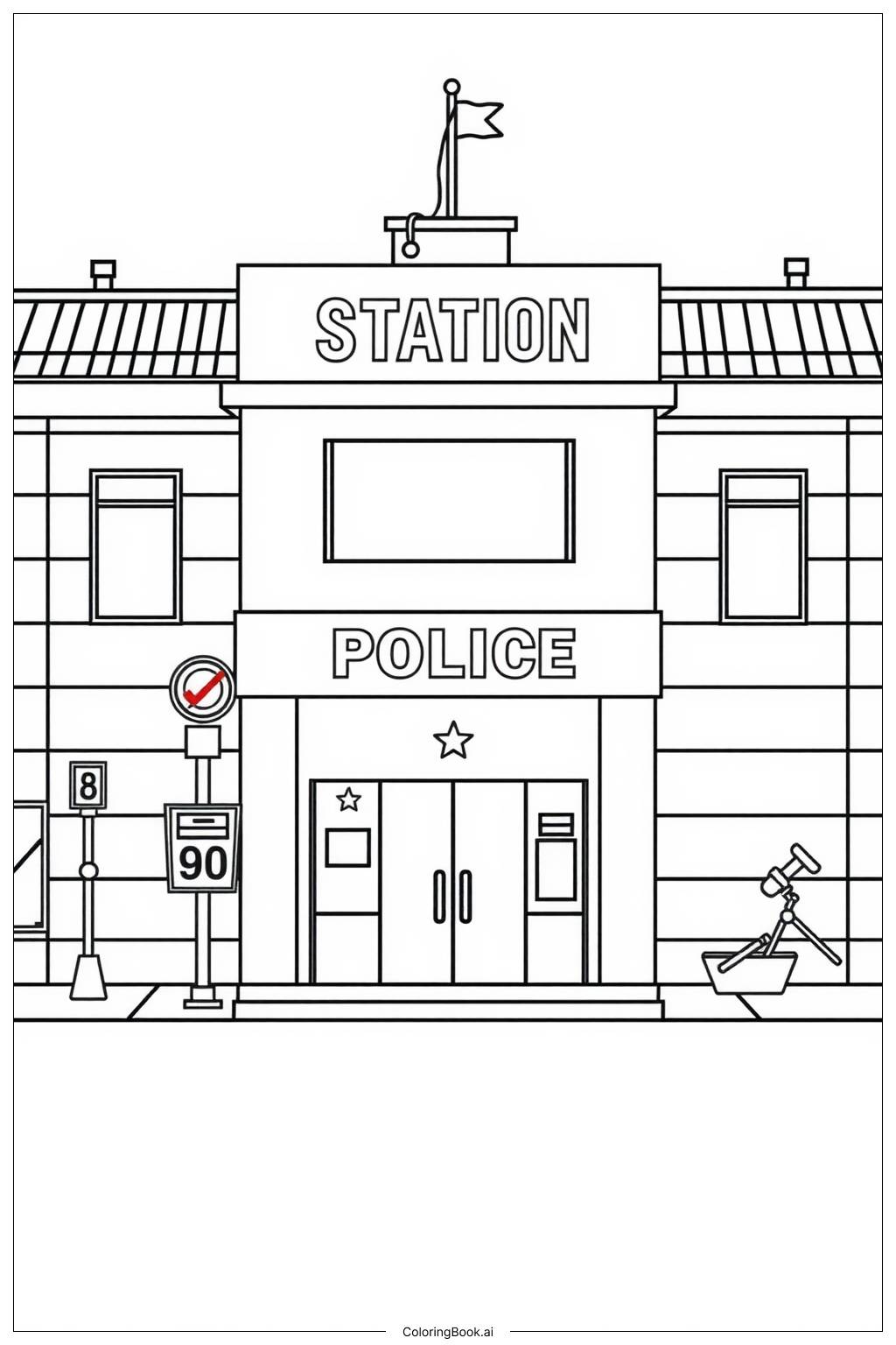  Lego Police Station Playset Coloring Page 