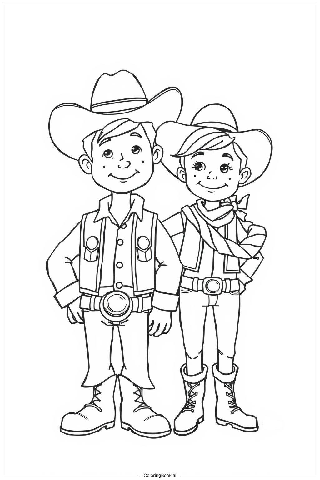  Cowboy celebrating with friends at a dance Coloring Page 