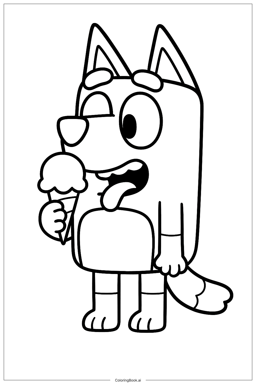  Bluey isst ein Eiskon Ausmalseite 