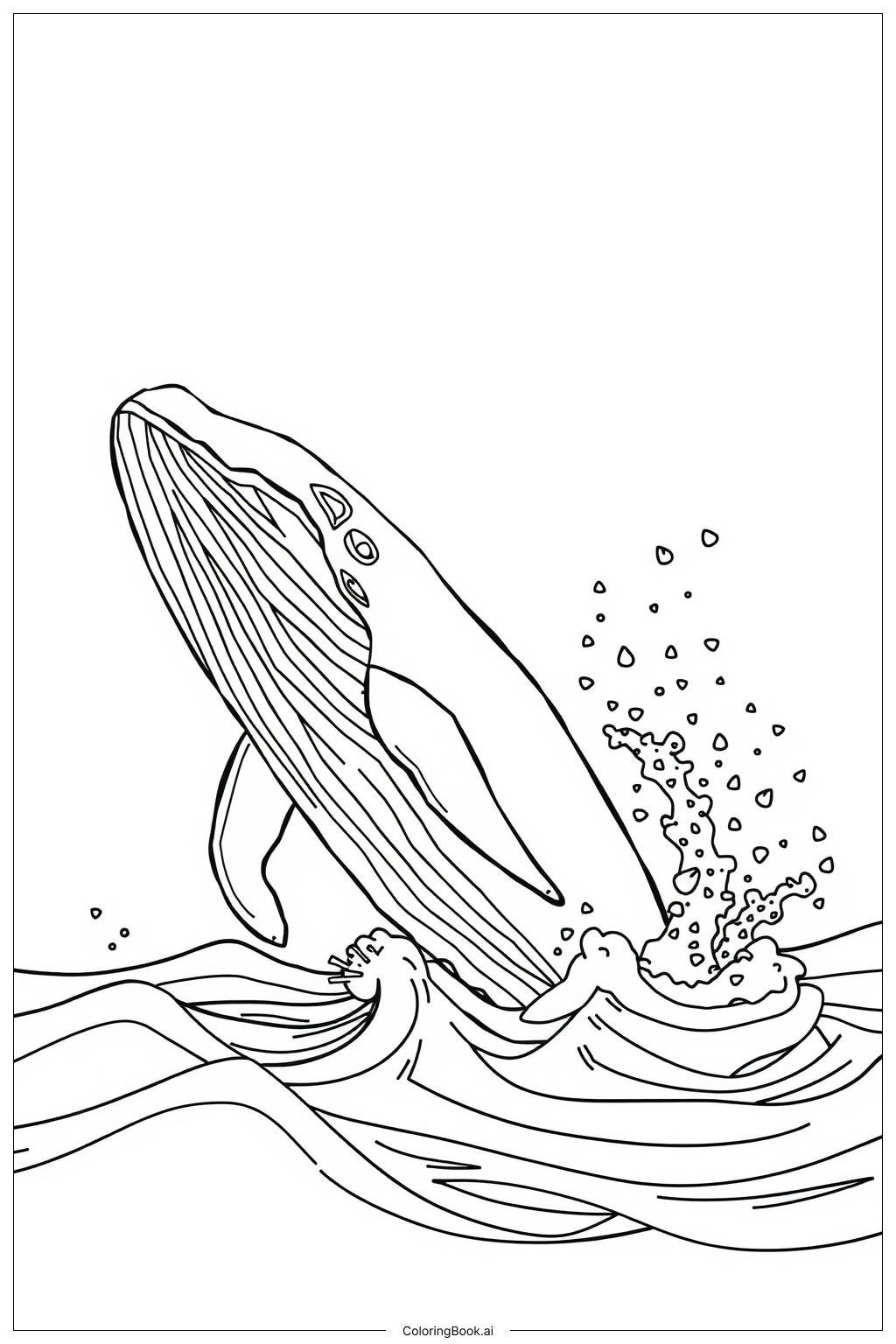  Humpback Whale Leaping from the Water-2 Coloring Page 