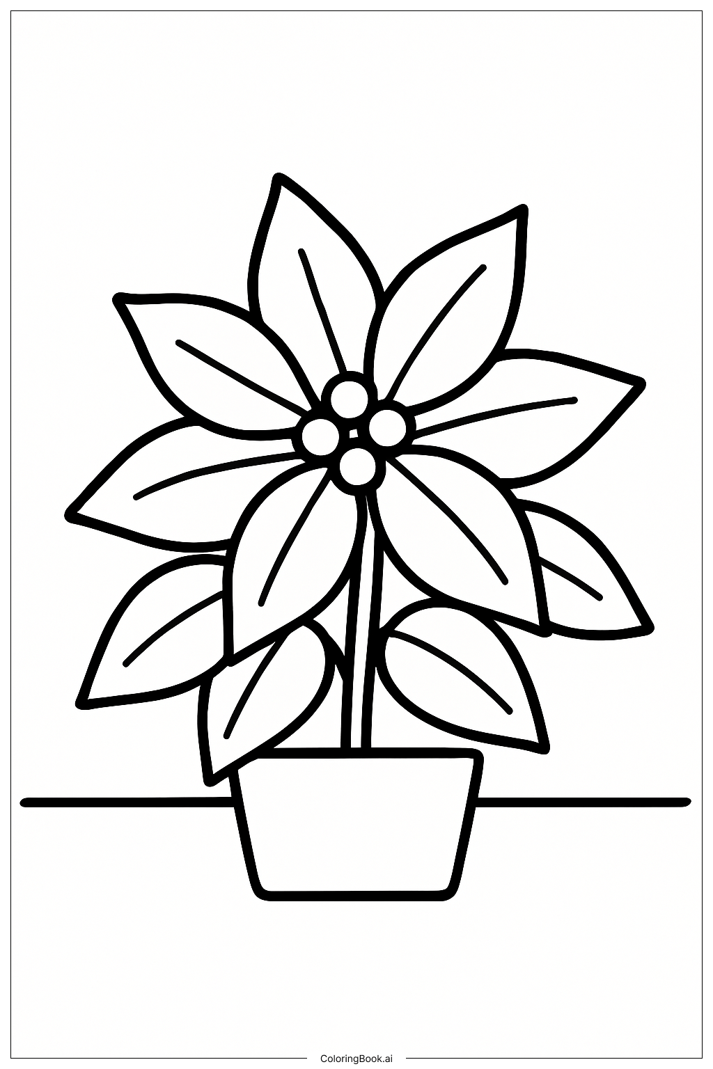 Small Poinsettia On A Table Coloring Page