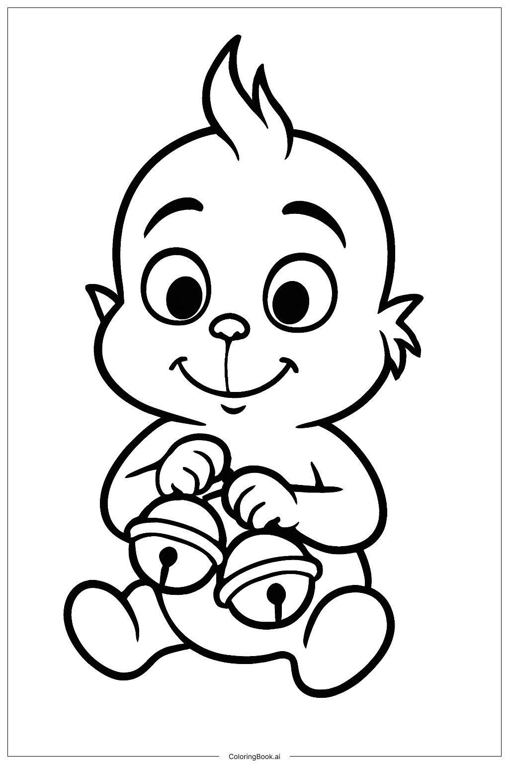  Baby Grinch Playing With Bells Coloring Page 