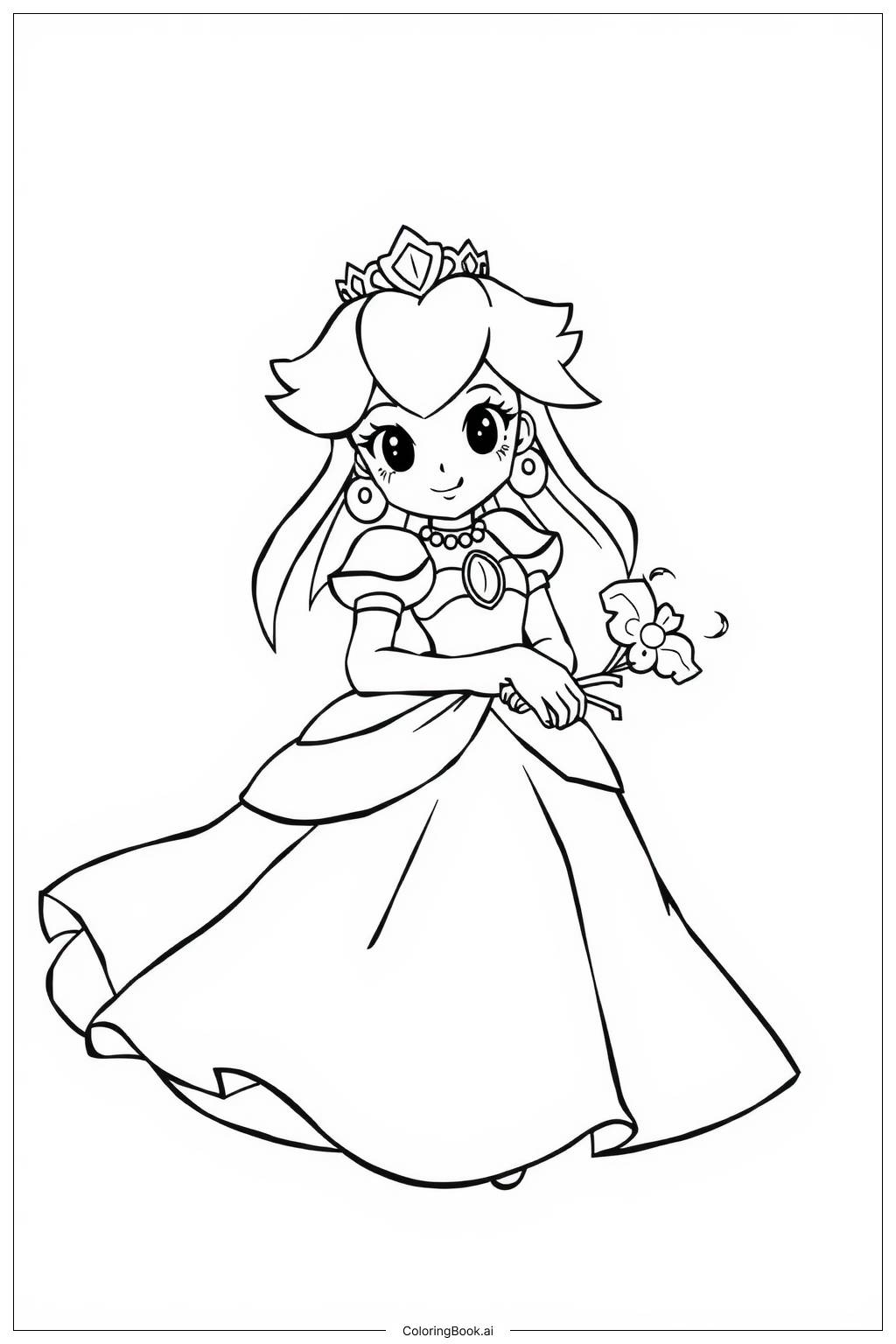  Princess Peach dancing at her royal wedding Coloring Page 