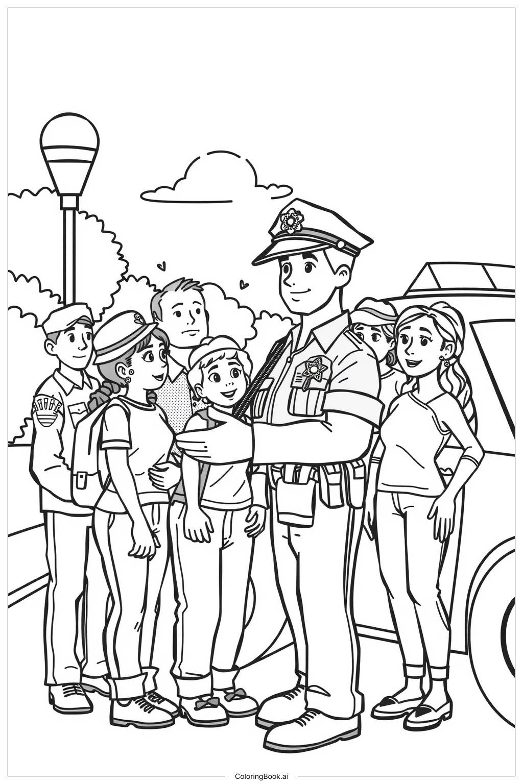  Police Officers Engaging with the Community Coloring Page 