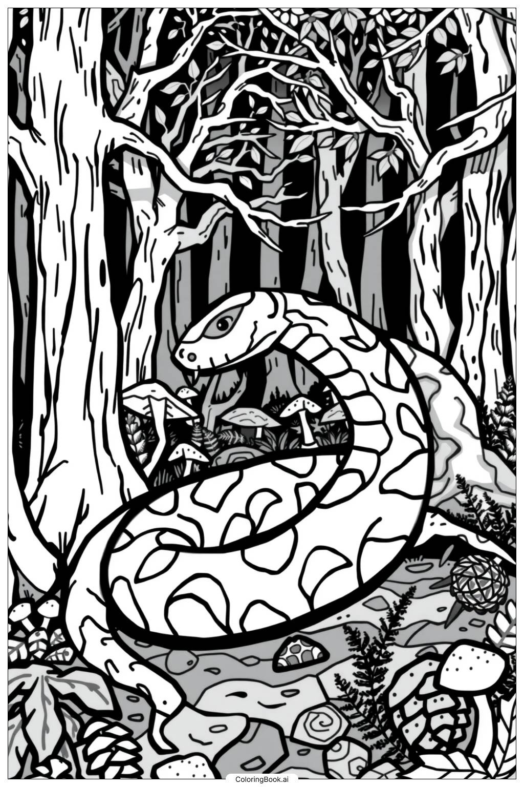  Page de coloriage Sentier de la forêt de serpents-2 