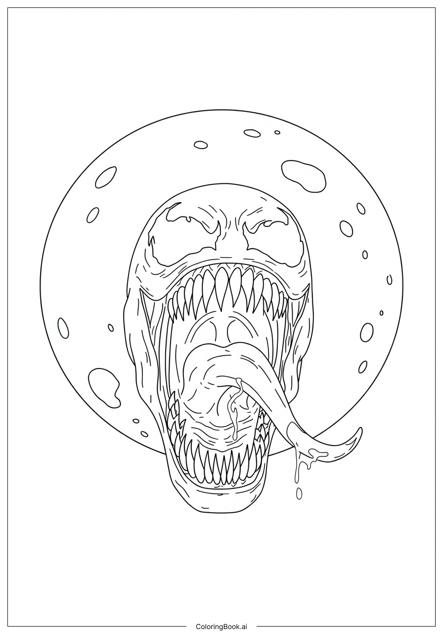 venom Roaring at Moonlight Coloring Page 