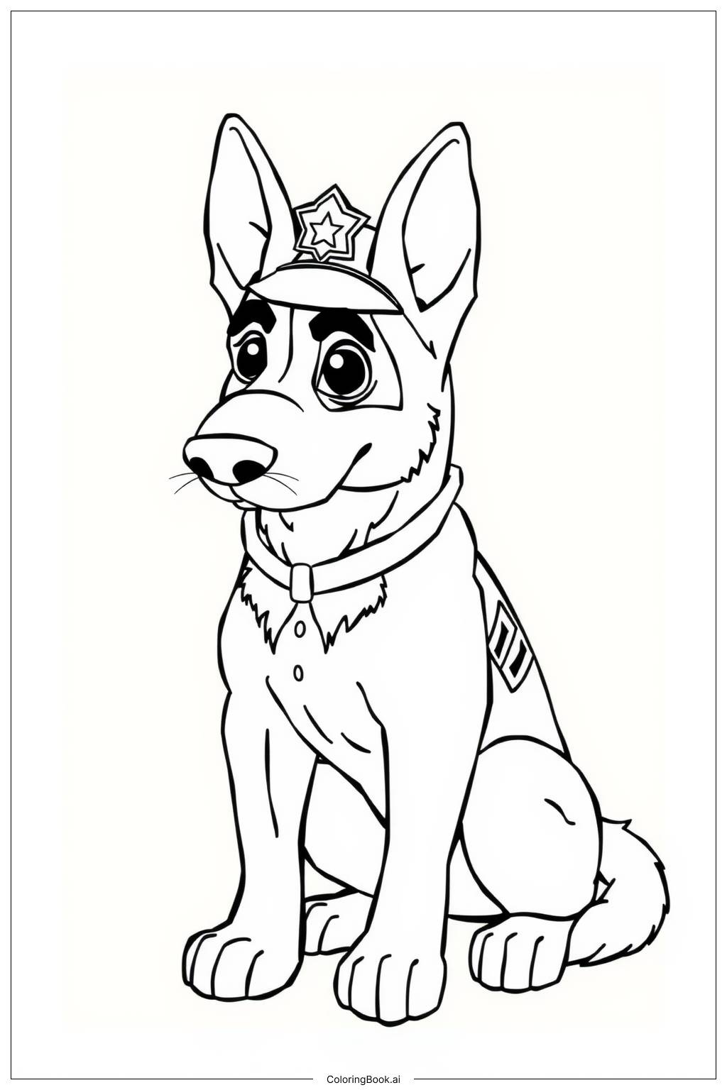  Police Dog German Shepherd in Action Coloring Page 