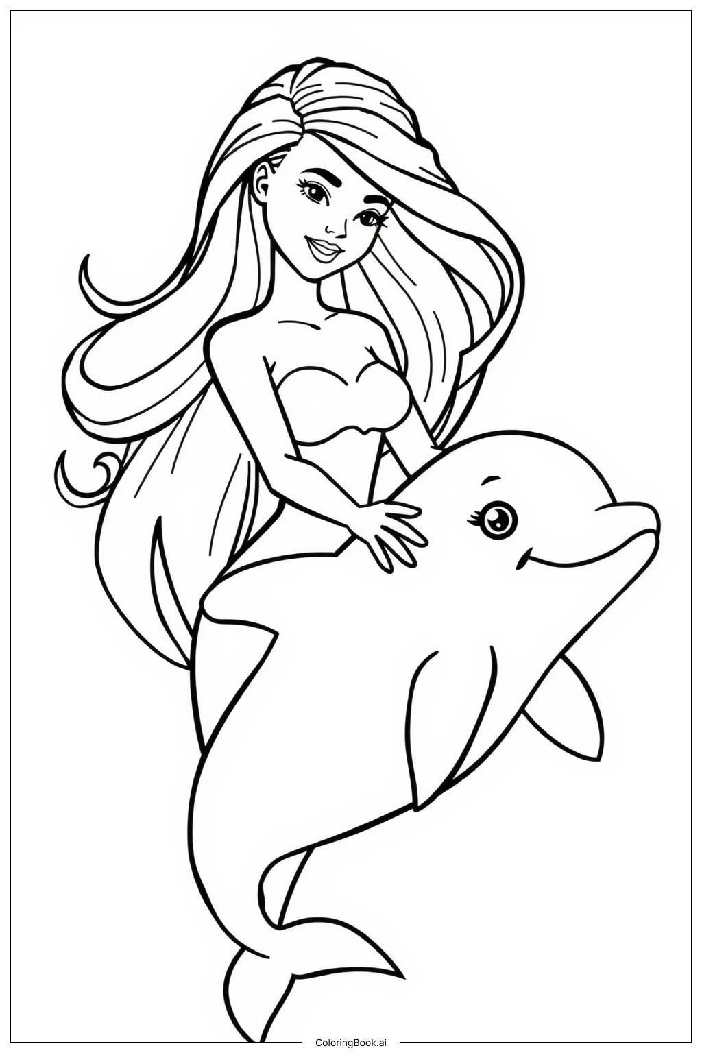  Page de coloriage Mission de sauvetage de dauphins de Barbie sirène 