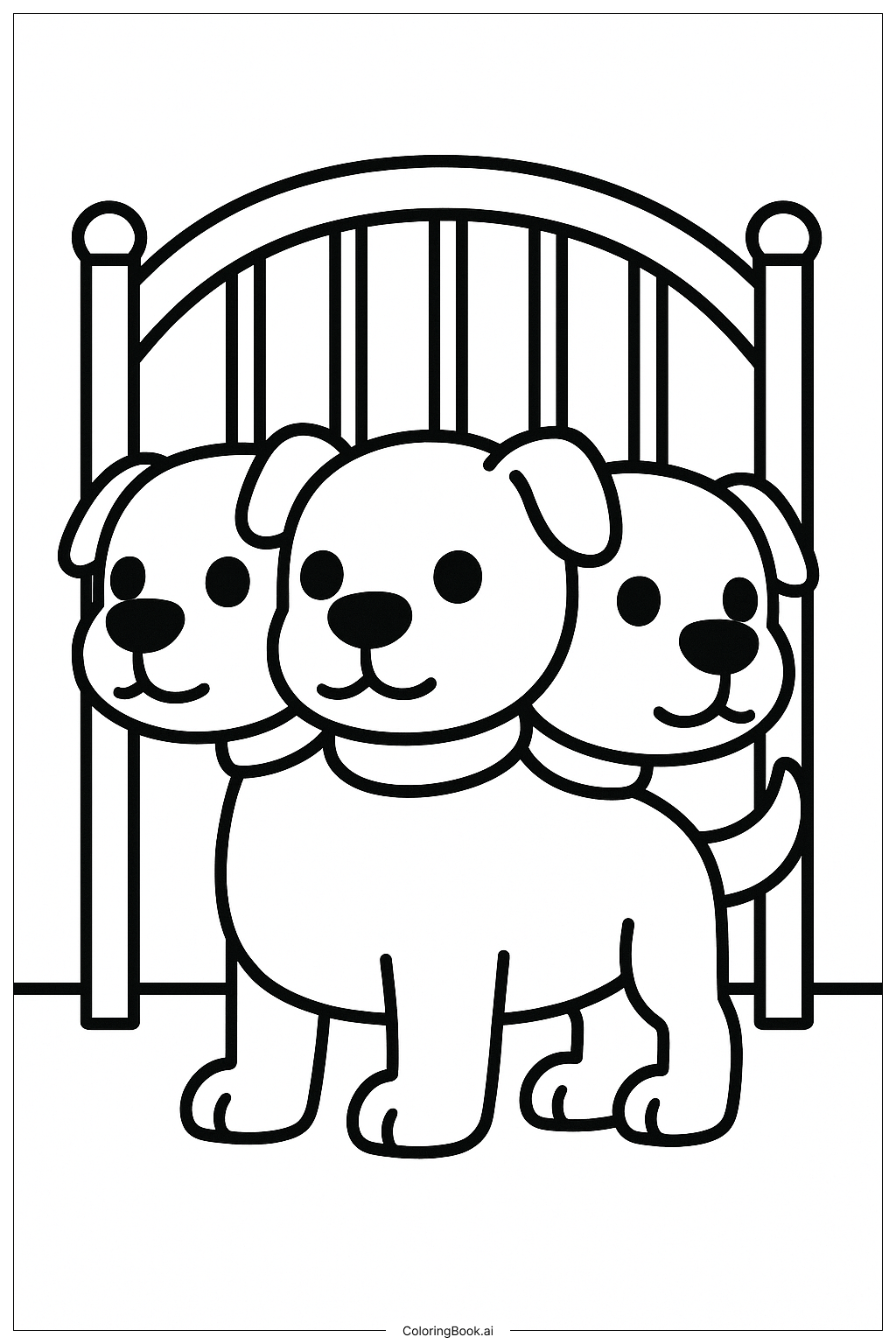 一隻守門的 Adopt Me 三頭犬寵物著色頁