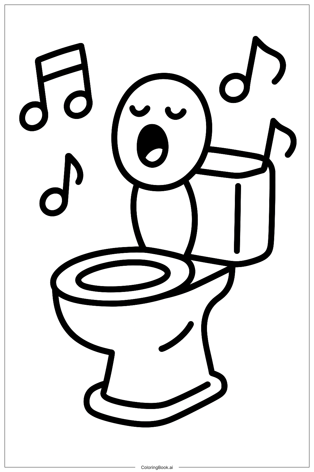  Page de coloriage Toilettes Skibidi Chantantes Avec Notes de Musique 