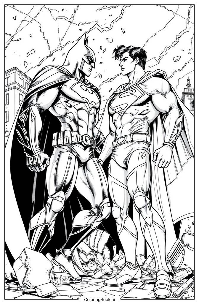  Page de coloriage Batman contre Superman 