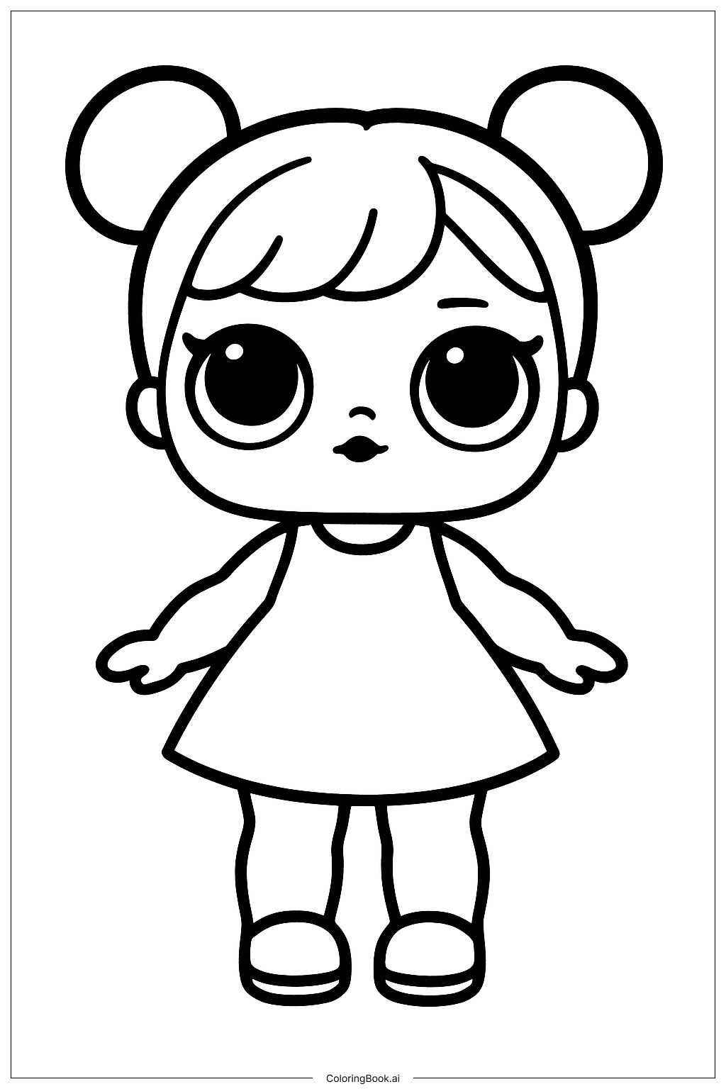 Página para colorir de Boneca Lol com Vestido Simples
