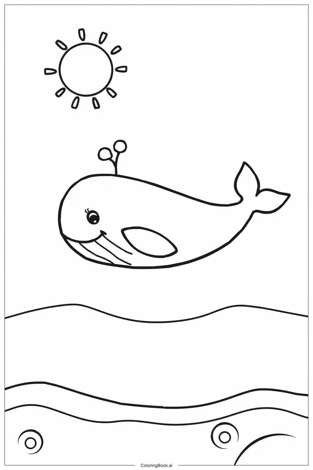  Page de coloriage Baleine à bosse sautant 