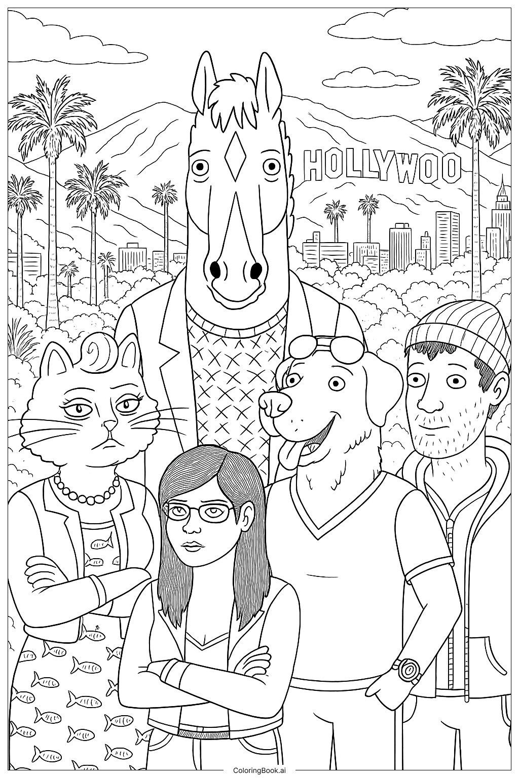  Page de coloriage Les Personnages Principaux de Bojack Horseman 