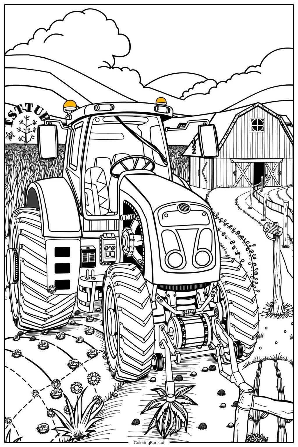  Página para colorear de Tractor Ted Learning 