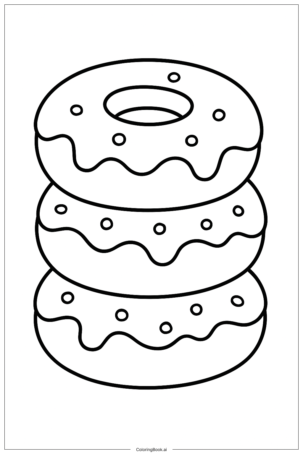  Donut Stacked High With Icing Coloring Page 