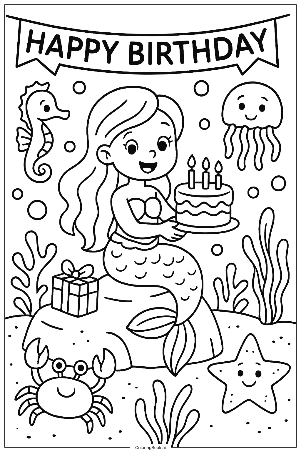  mermaid Coloring Page 