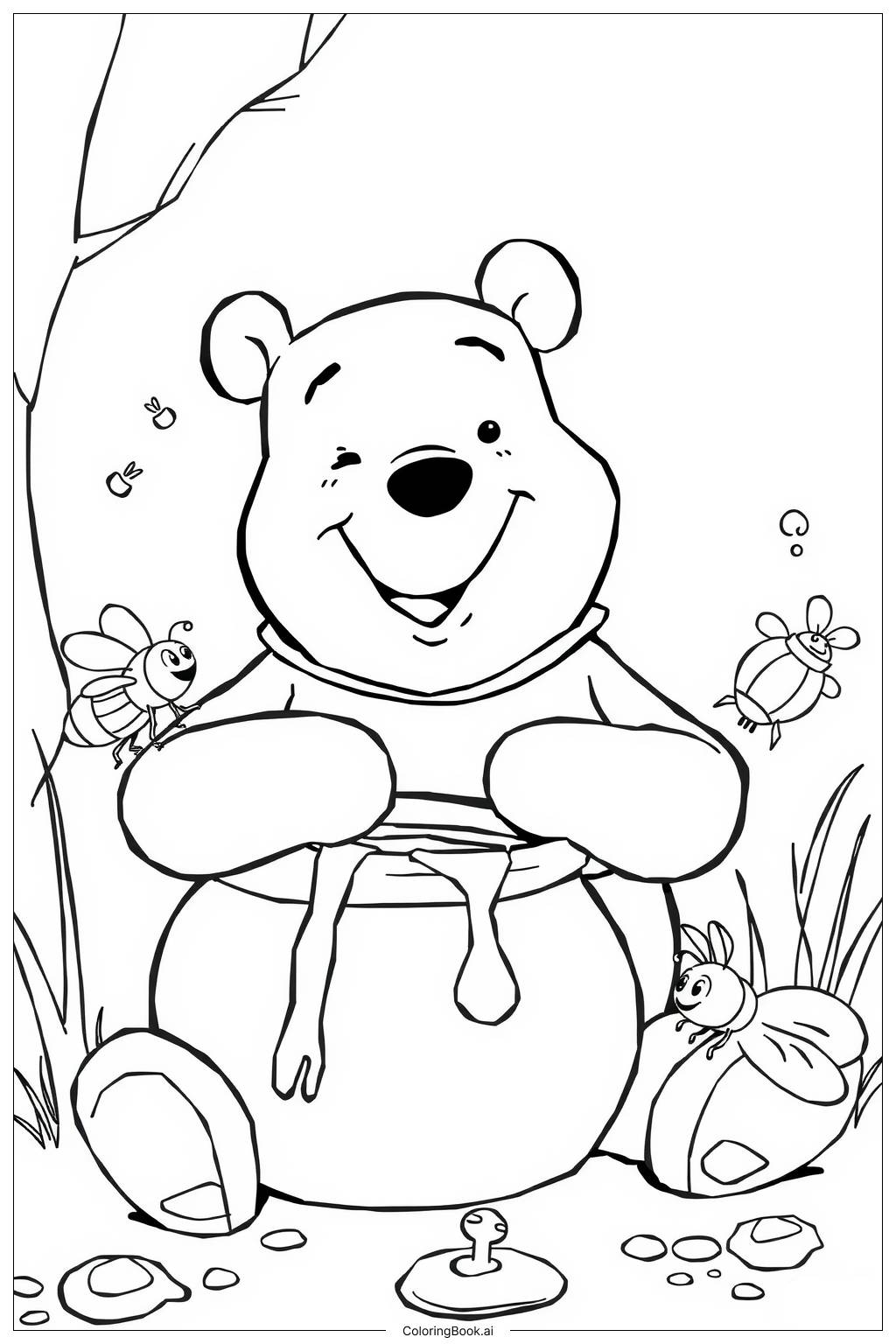  Page de coloriage winnie l'ourson sourire 