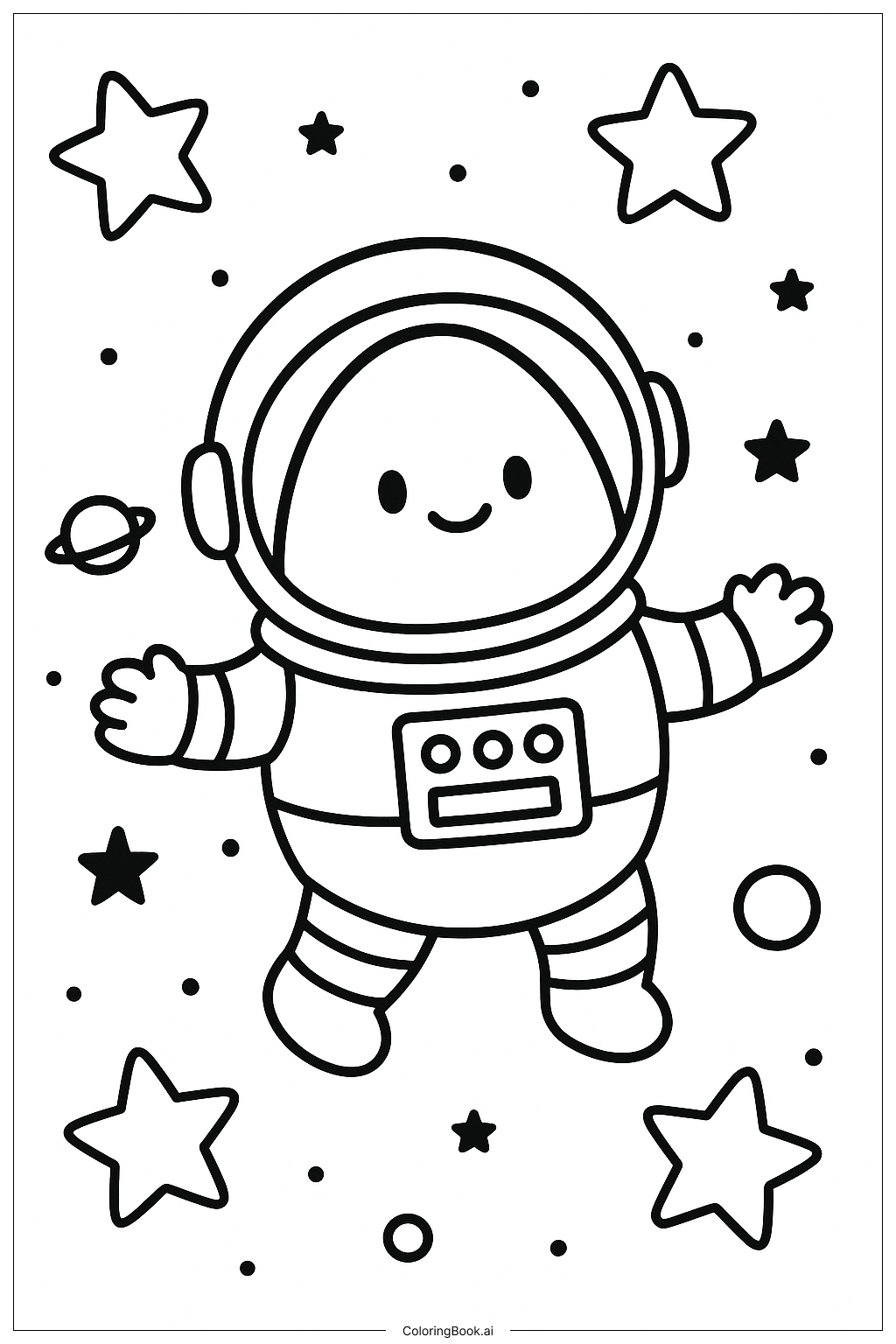  Astronaut Egg Floating Among Stars Coloring Page 