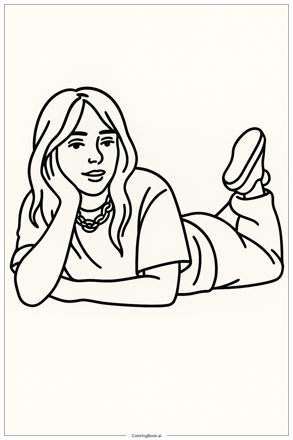  Página para colorir de Billie Eilish Deitada 