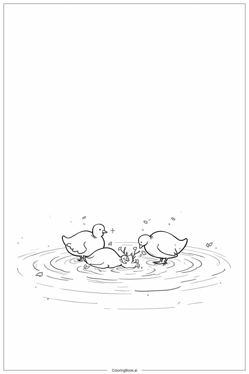  Chicks playing in the autumn leaves Coloring Page 