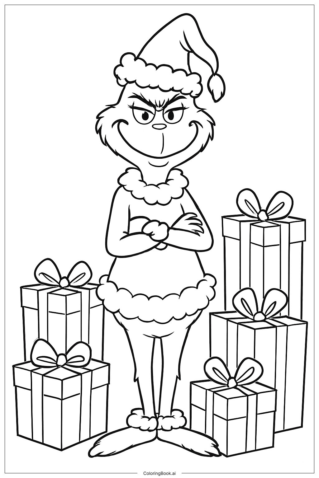  The Grinch Surrounded By Presents Coloring Page 